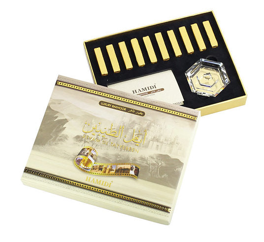 HAMIDI LUXURY BAKHOOR AYAM UL TAYYEBEN 10 INCENSE STICK WITH CRYSTAL BASE HOME