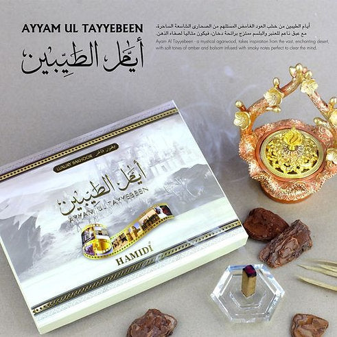 HAMIDI LUXURY BAKHOOR AYAM UL TAYYEBEN 10 INCENSE STICK WITH CRYSTAL BASE HOME