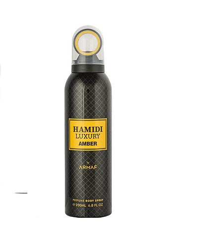 HAMIDI LUXURY AMBER PERFUME BODY SPRAY 200ML ALCOHOL FREE