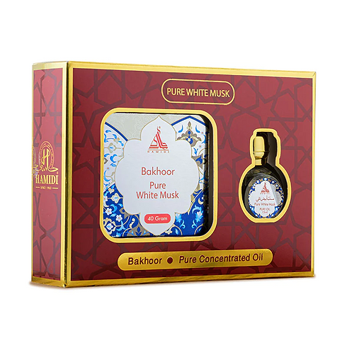 PURE WHITE MUSK BAKHOOR 40GM + CPO 15ML - 2 PIECES GIFT SET