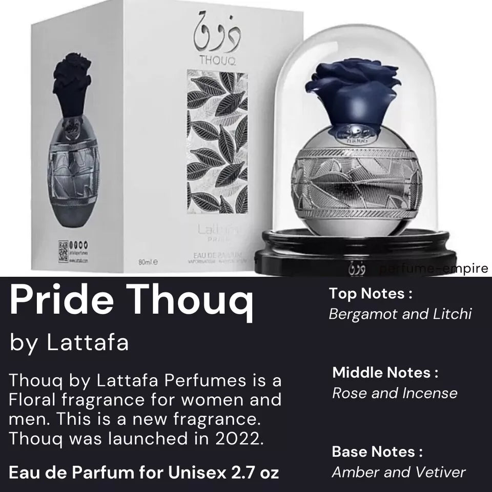 Thouq by Lattafa Eau De Parfum Natural Spray Perfume Unisex 3.4 Fl oz